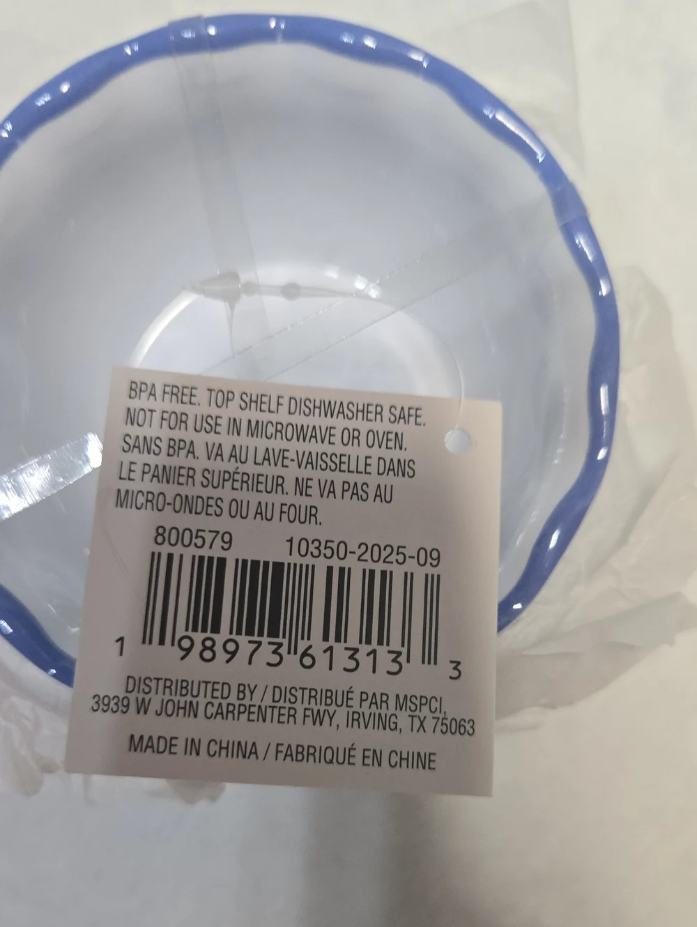 🌞NWT! Celebrate It White Party Bowls with Blue Scalloped Rim 3 Piece 3.4x3.4